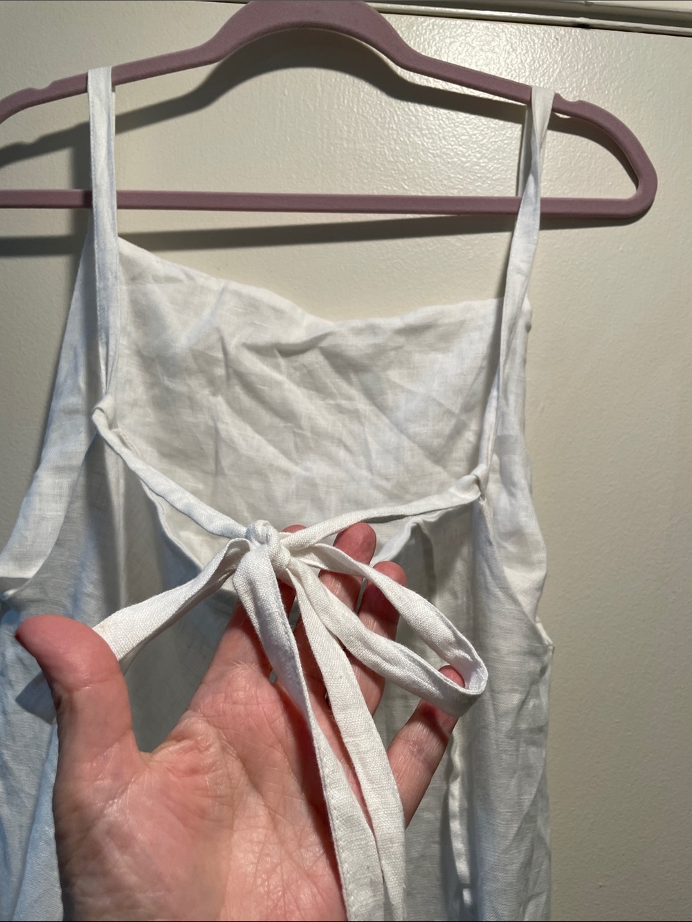 Mdnt:45 Gorgeous Avant Garde White Spaghetti-Strap Maxi Linen Dress — image 7 of 8